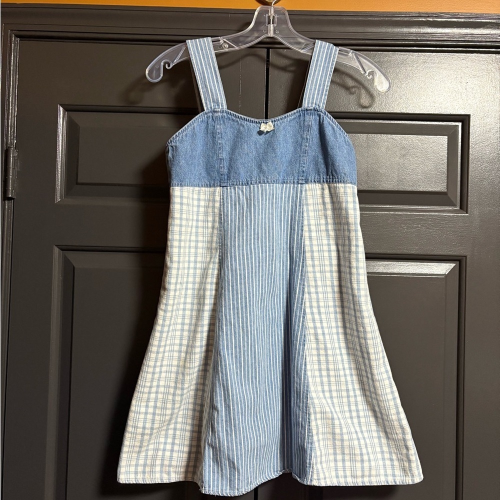 Blue and White Striped Kids Dress